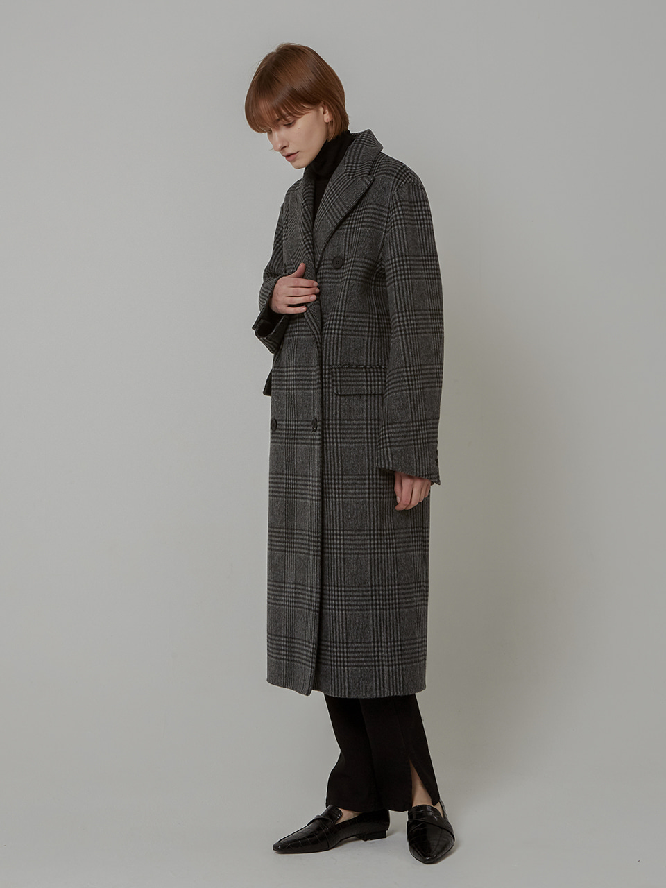 WOOL CHECK DOUBLE HANDMADE CT_BLACK CHAECK